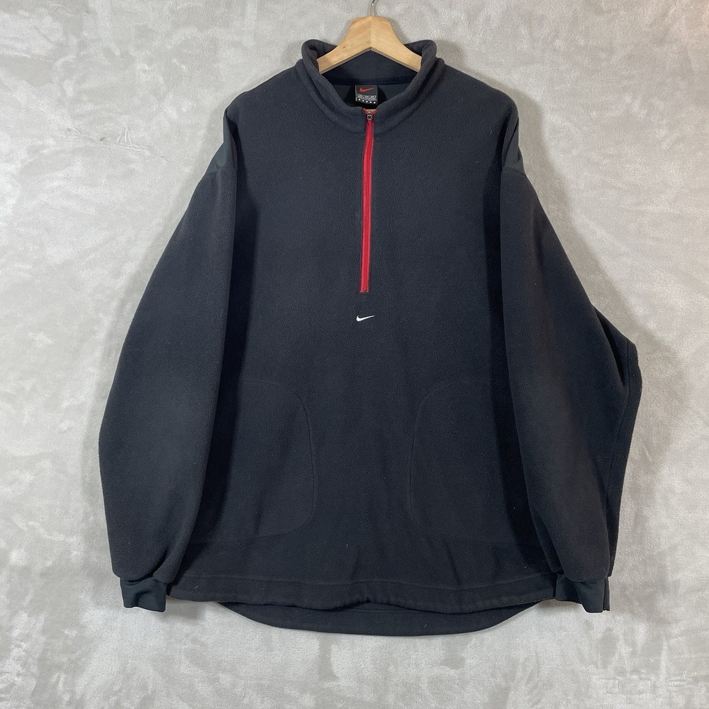 Vtg 90s Nike Center Swoosh Fleece 1/4 Zip Jacket Men 2XL Alpha Project Pockets